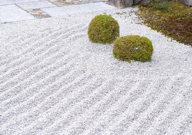 Gravier stabilisé dans un jardin japonais