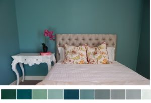 Palette de couleurs froides pour chambre à coucher