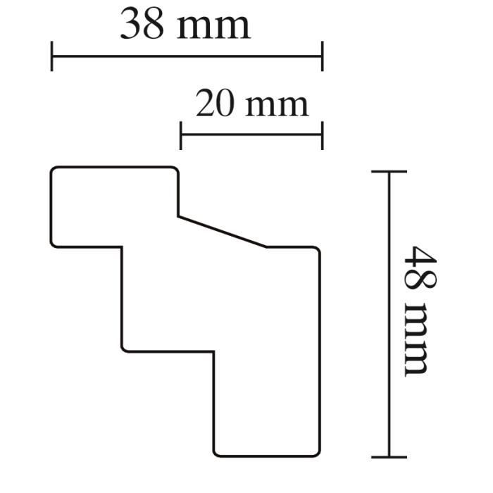 Decosa Moulure pour ruban LED G36 (Kristine), 38 x 48 mm, polystyrène dur, longueur 2 m - CARTON de 40 pièces