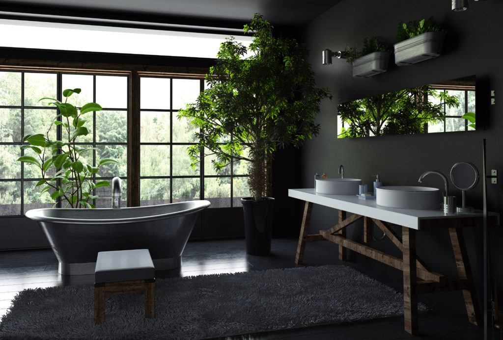 salle-de-bains-sombre-verte-plantes