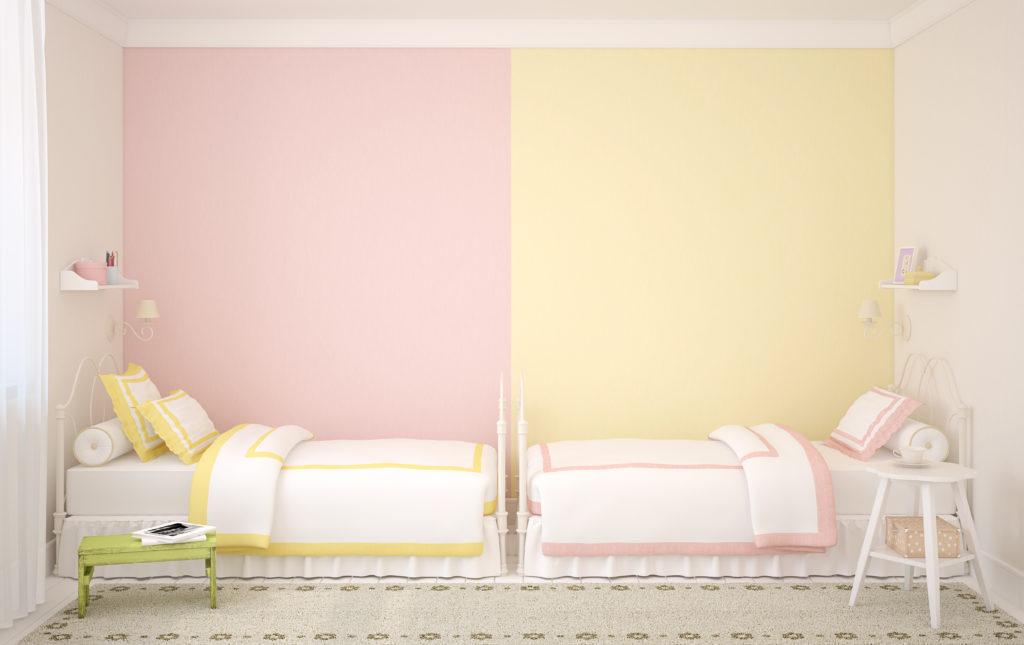 chambre-enfant-rose-jaune