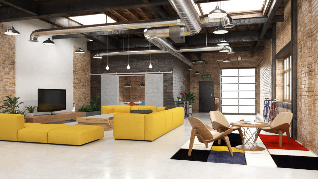 loft-industriel-séjour-coloré