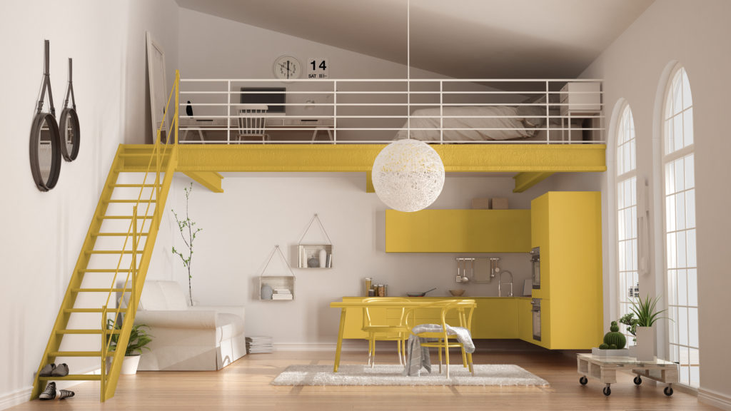 kitchenette-jaune-studio