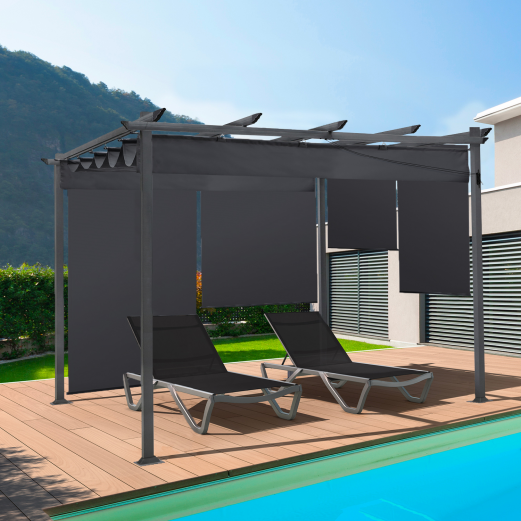 Pergola grise toit rétractable - Id market