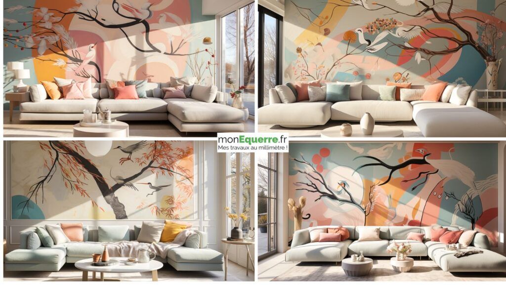 Fresque sur mur de salon