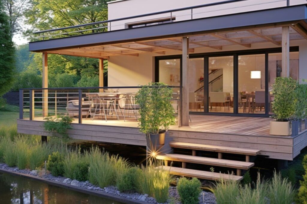 Terrasse en bois sur pilotis