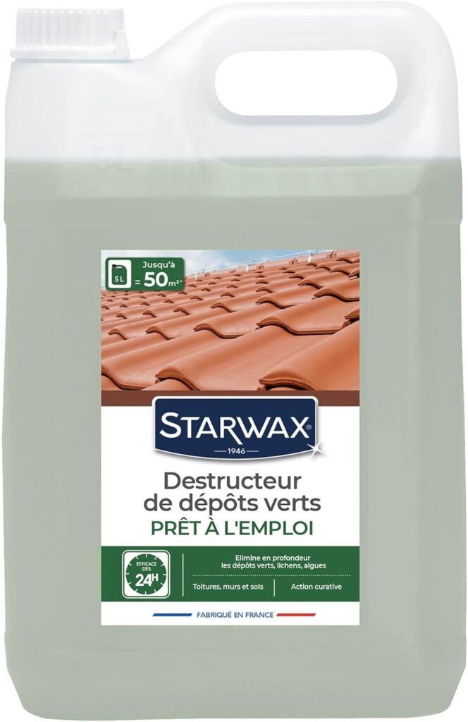 Produit anti-mousse pour nettoyer une toiture