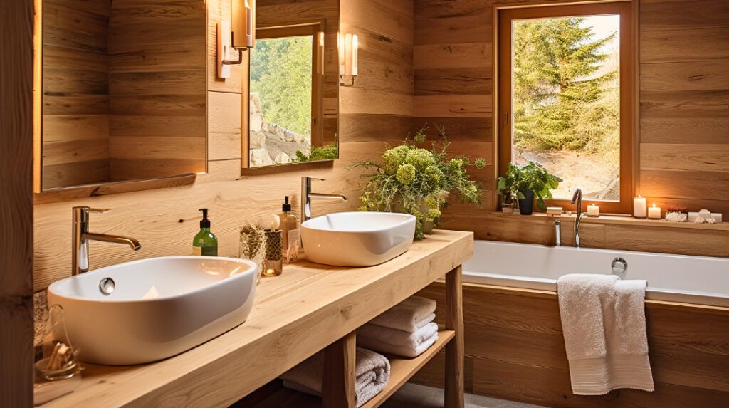 Salle de bains en bois moderne