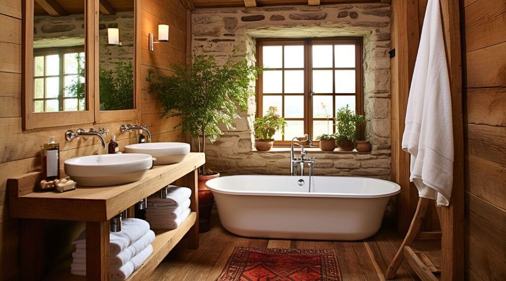 Salle de bains rustique en bois