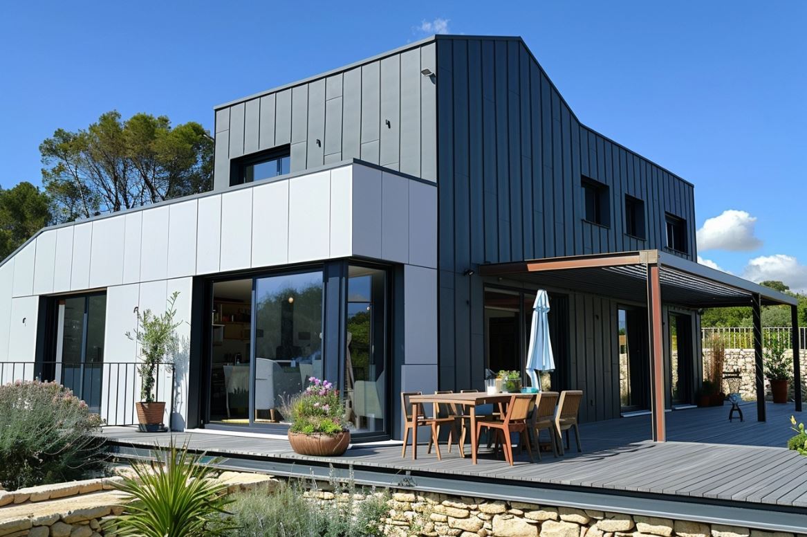 Maison avec un bardage en zinc