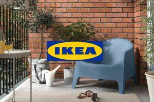 Fauteuil extérieur bleu d'Ikea