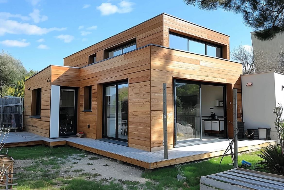 Maison avec un bardage en bois