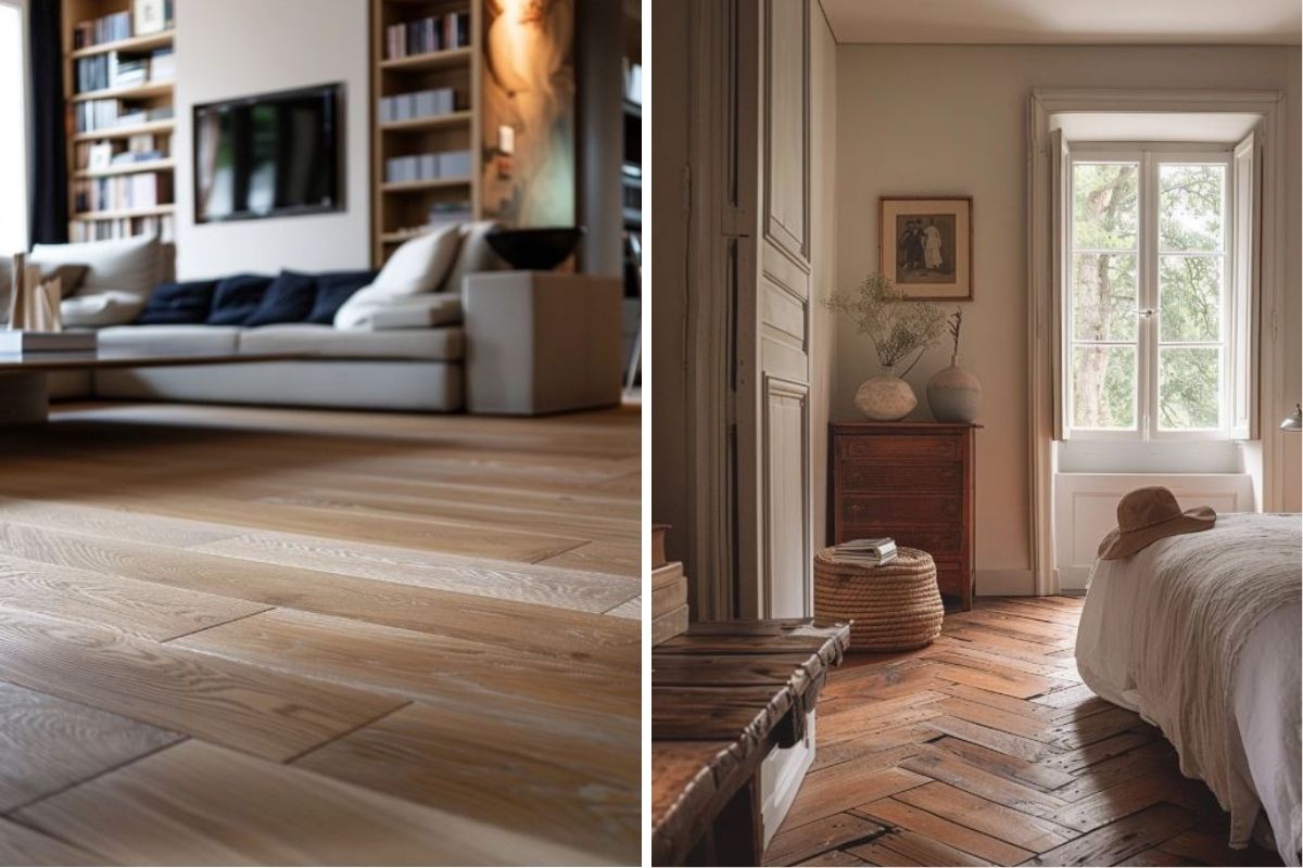 Parquet dans une chambre et dans un salon